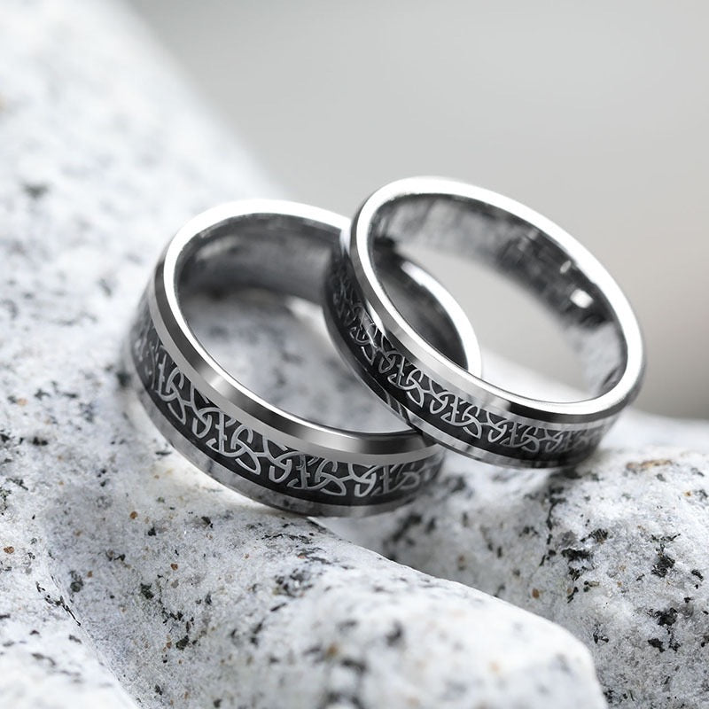 Männer Tungstenring Silber 8mm - Musikband Ring für Herren | Robust & Stylish