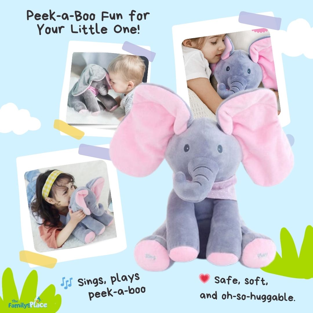 Peek-A-Boo Talking Elephant Toy – Interactive Musical Plush for Kids