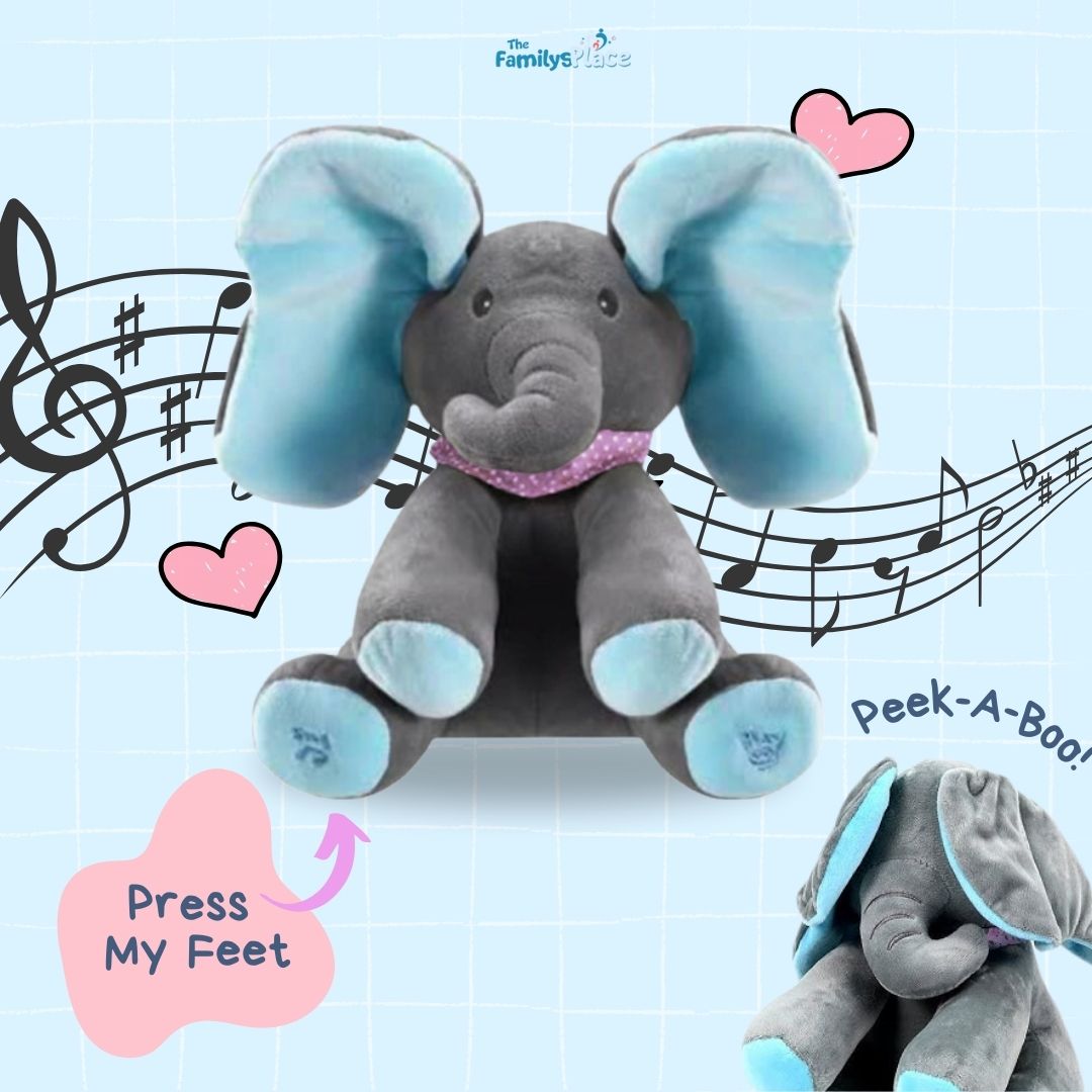 Peek-A-Boo Talking Elephant Toy – Interactive Musical Plush for Kids
