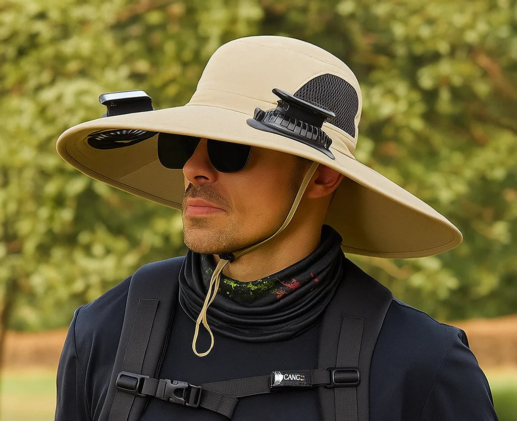 Breiter Outdoor - Sonnenhütte mit Sonnenfächern