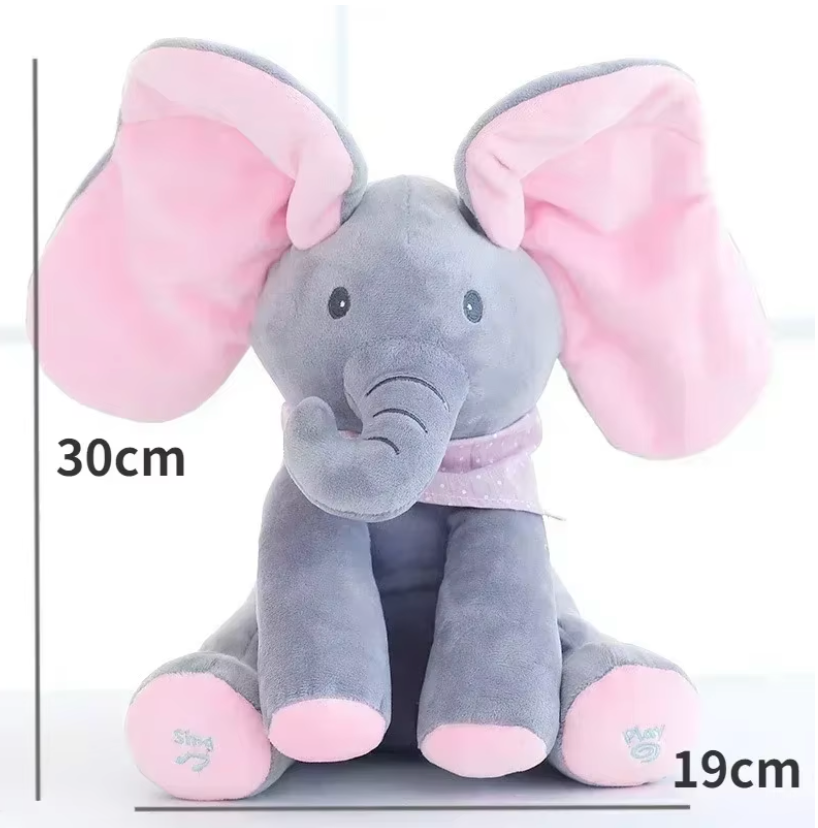 Peek-A-Boo Talking Elephant Toy – Interactive Musical Plush for Kids