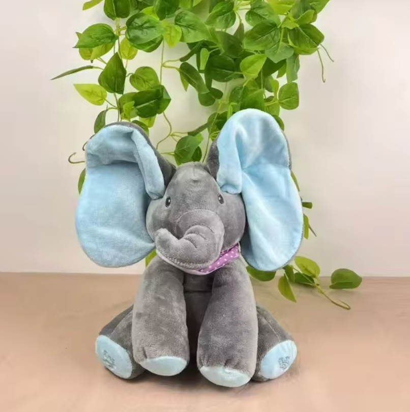 Peek-A-Boo Talking Elephant Toy – Interactive Musical Plush for Kids