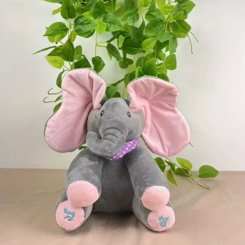 Peek-A-Boo Talking Elephant Toy – Interactive Musical Plush for Kids